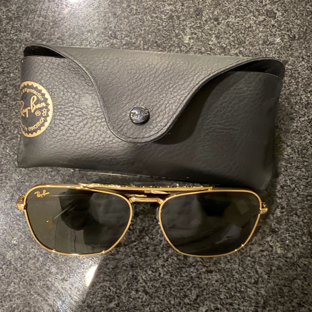 Ray-Ban Gold Frame Sunglasses with Black Case